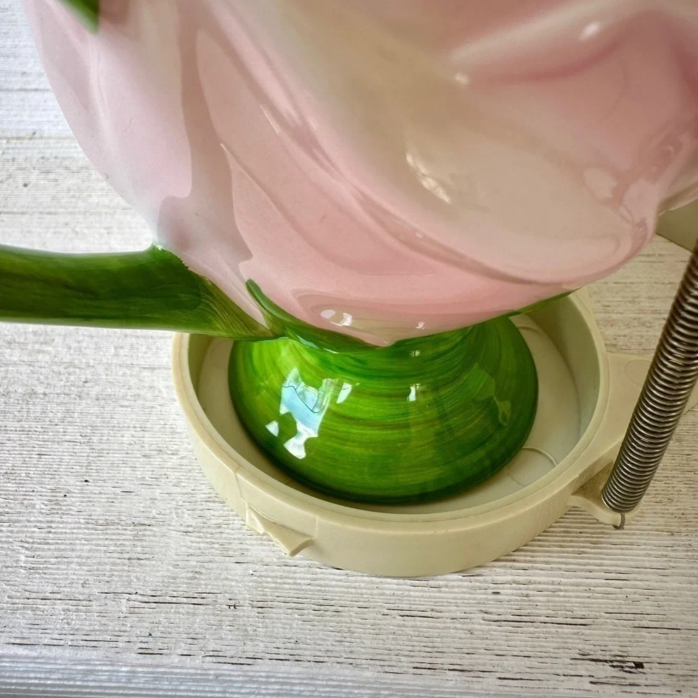 TELEFLORA, PINK TULIP CUP WITH HOLDER. CUP IS IN EXCELLENT CONDITION.